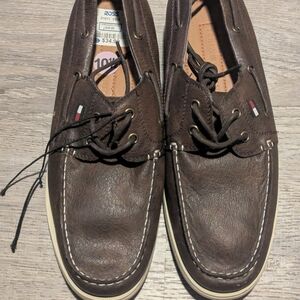 Tommy Hilfiger Men's Brown Leather Boat Shoes
